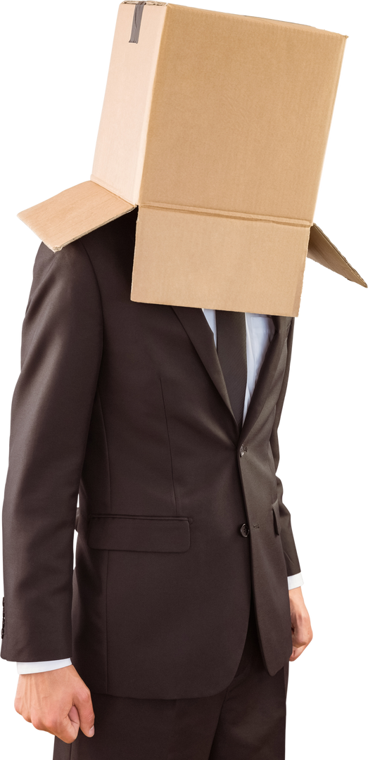 Anonymous Businessman with Cardboard Box on Head Transparent Background - Download Free Stock Images Pikwizard.com