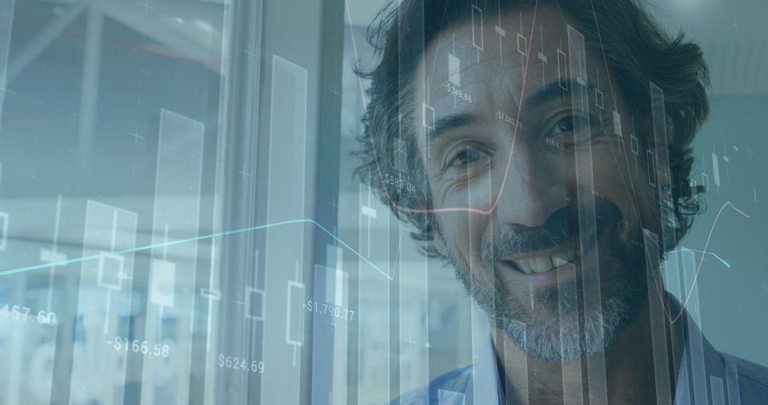 Businessman Analyzing Digital Financial Data with AR Interface