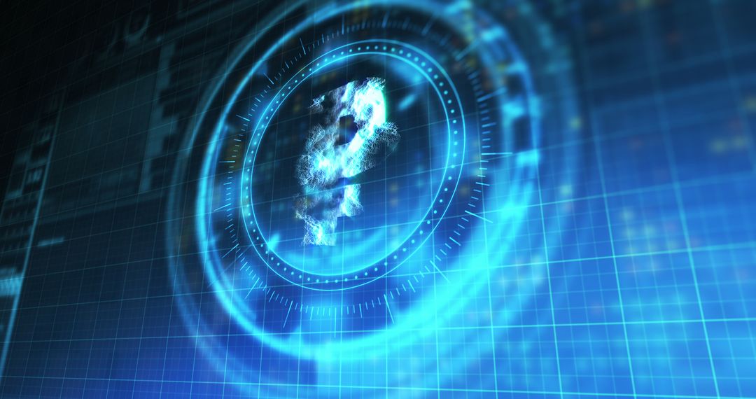 Futuristic Russian Rouble Rotating in Digital Space