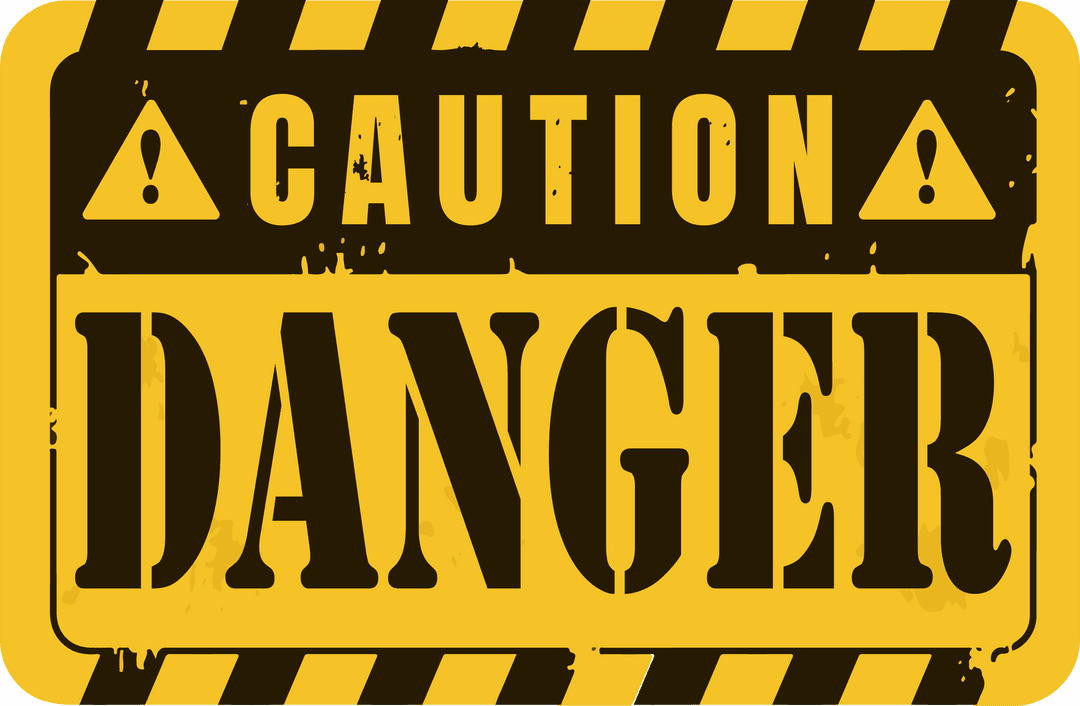 Yellow Caution Danger Warning Sign with Transparent Background