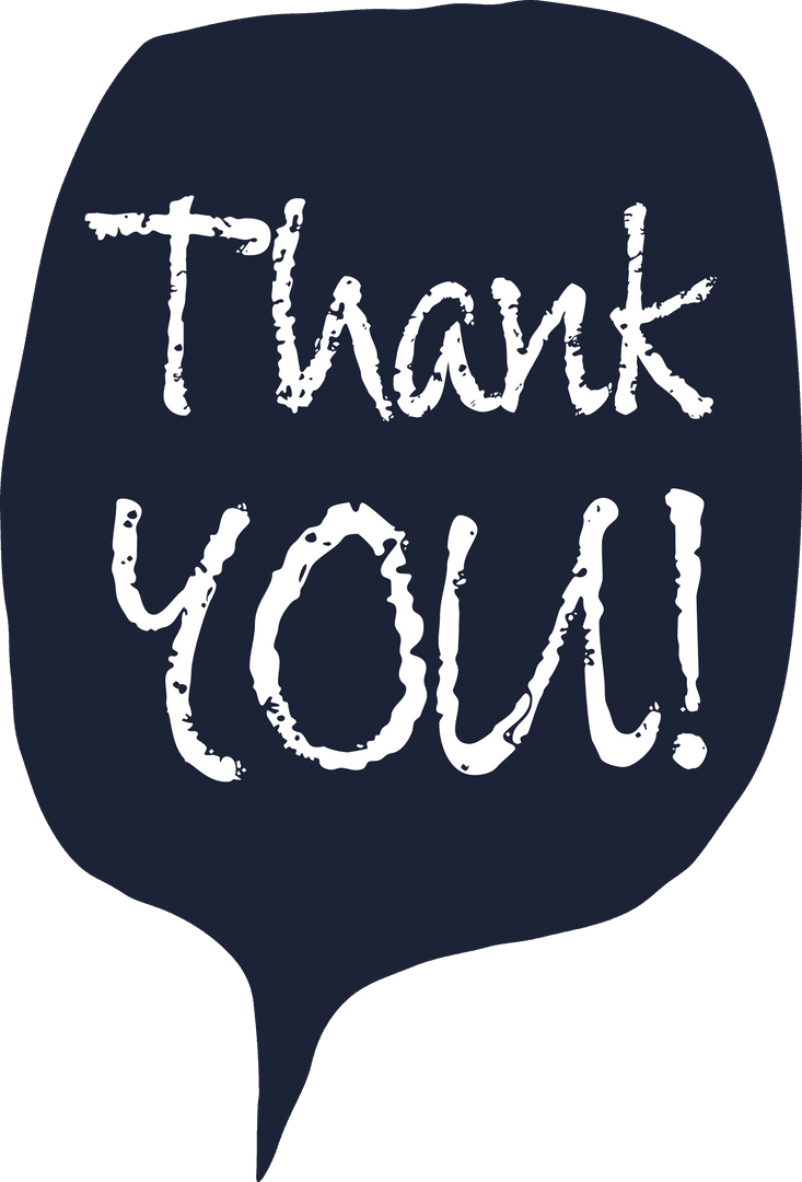 Handwritten Thank You Speech Bubble on Transparent Background