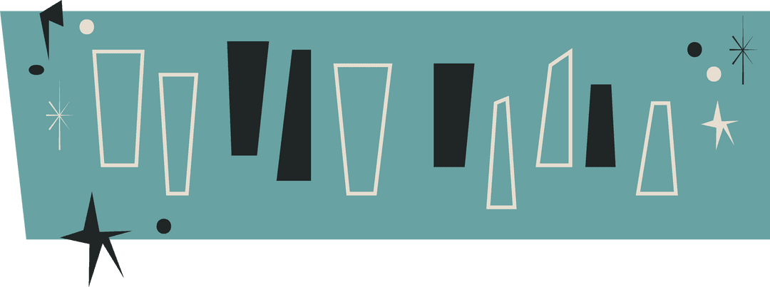 Retro Midcentury Modern Design on Transparent Background