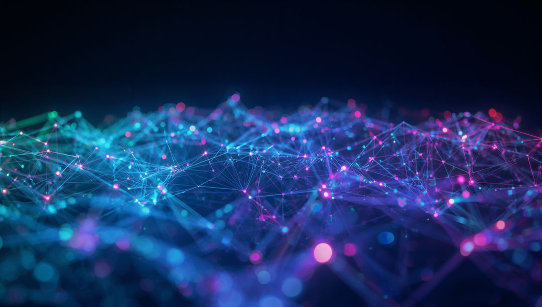 Futuristic Neon Mesh Network with Glowing Nodes