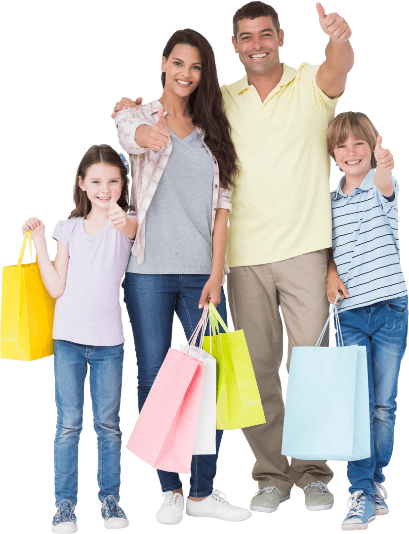 Transparent Family Enjoying Successful Shopping Experience
