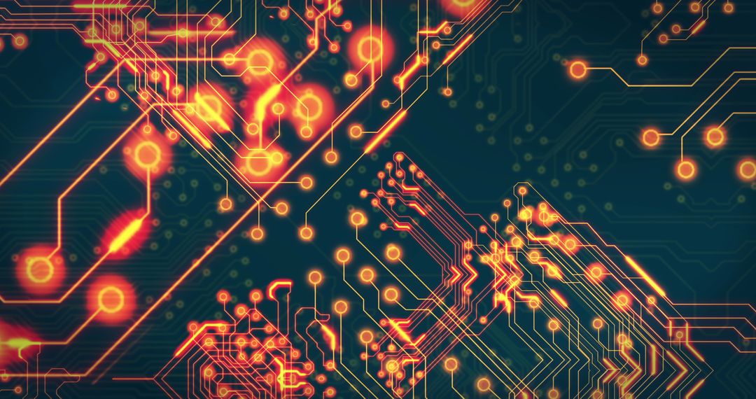 Glowing Circuit Board Pathways in Abstract Design