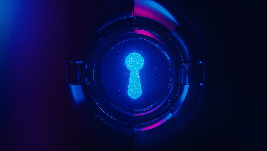 Glowing Futuristic Keyhole in Cybersecurity Inspired Design