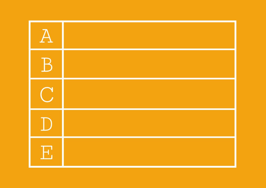 Blank Orange Table Grid Template with Five Labeled Rows - Download Free Stock Images Pikwizard.com