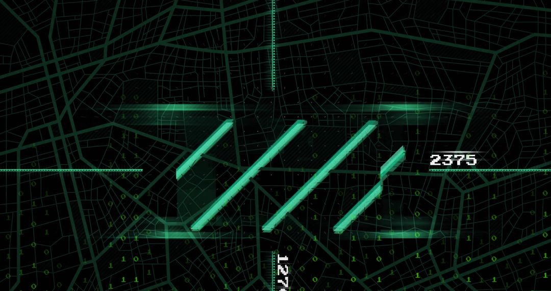 Futuristic Digital Map Interface with Cyberpunk Design