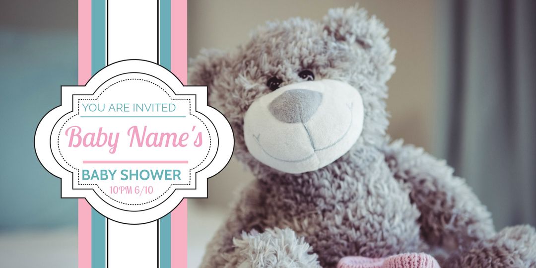 Plush teddy bear invitation perfect for baby showers and kids' events. - Download Free Stock Templates Pikwizard.com