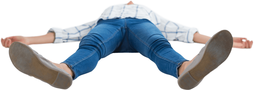 Transparent View Woman Lying Down with Outstretched Arms