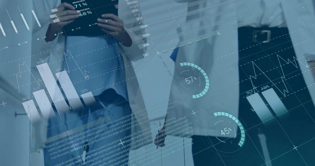 Business Professionals Viewing Transparent Data Interface