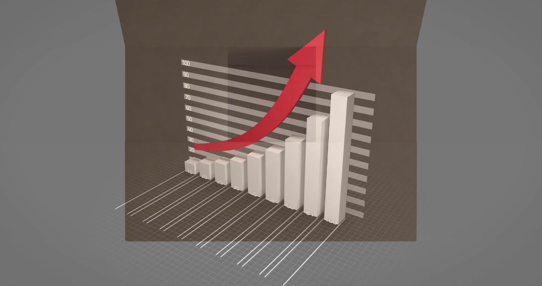 Rising Business Trends Concept with Upward Arrow on Bar Chart