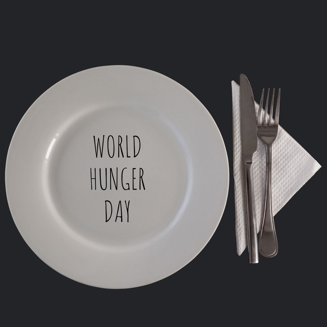 World Hunger Day Awareness Plate with Cutlery