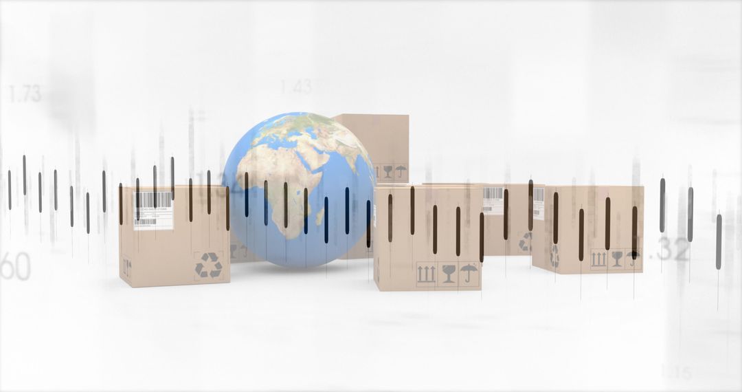 Global Shipping Concept with Earth and Cardboard Boxes
