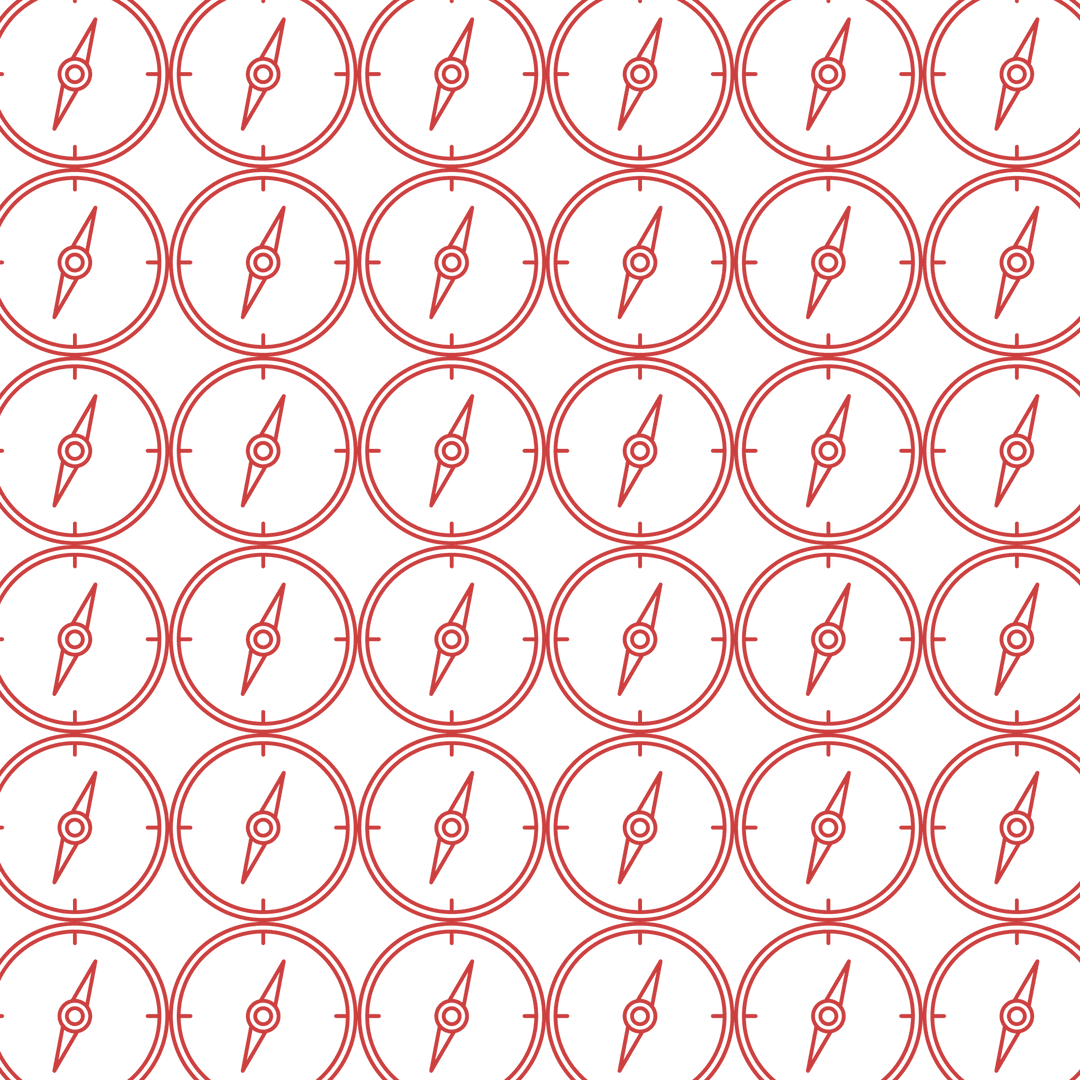 Red compass pattern on transparent background for travel design