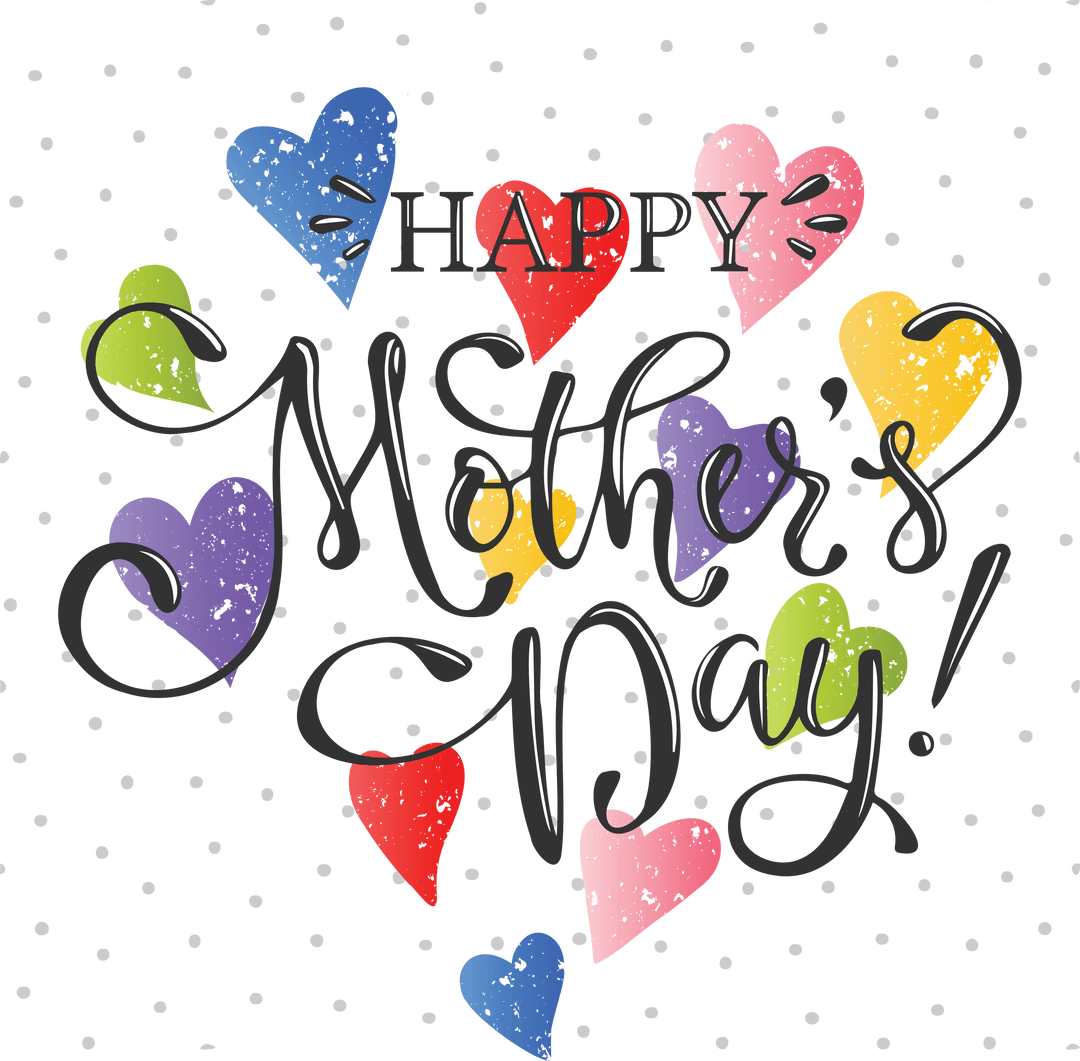 Transparent Mother's Day Hearts Message With Polka Dots