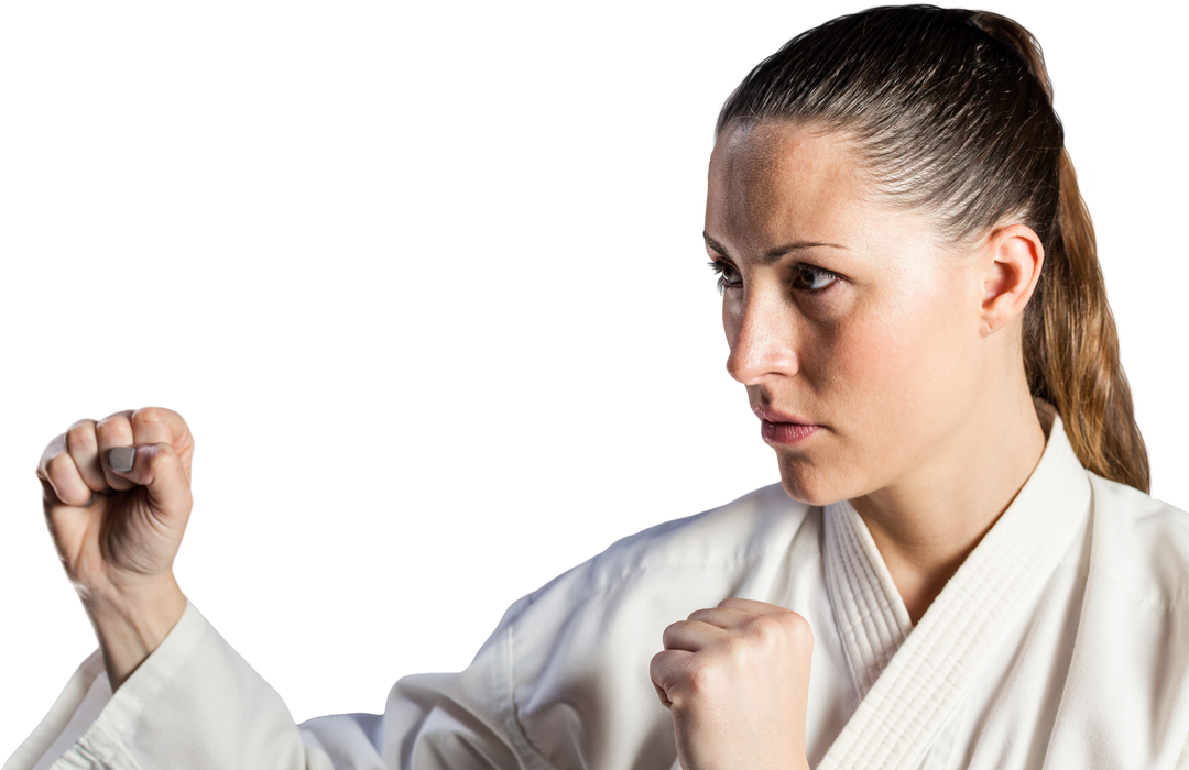 Confident Female Karate Fighter in Action Transparent Background - Download Free Stock Images Pikwizard.com