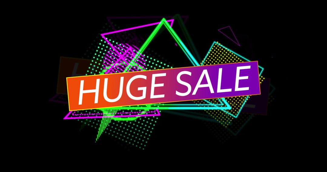 Retro Eighties Neon Huge Sale Design with Geometric Shapes