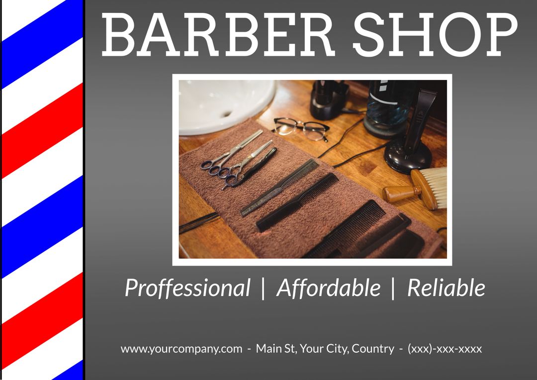 Barber Shop Ad With Traditional Tools For Professional Vibe - Download Free Stock Templates Pikwizard.com