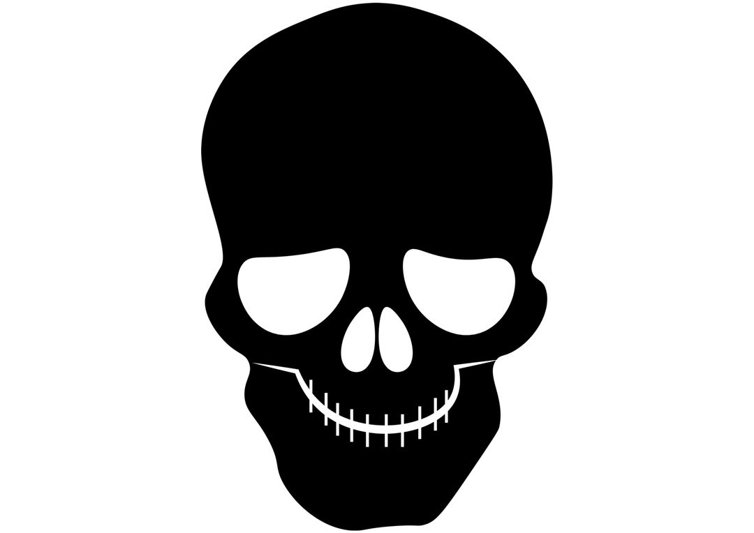 Black Skull Silhouette Symbolizing Danger and Mortality