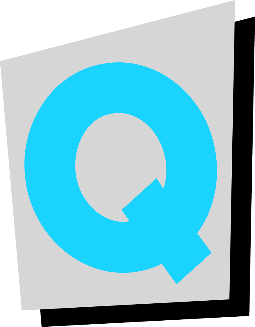 Cyan Q Asymmetrical Gray Square Shadow, Transparent Vector Design