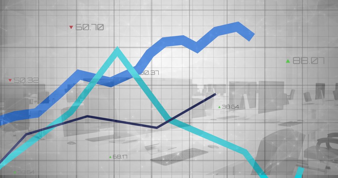 Digital Financial Graphs Overlapping Modern Office Scene