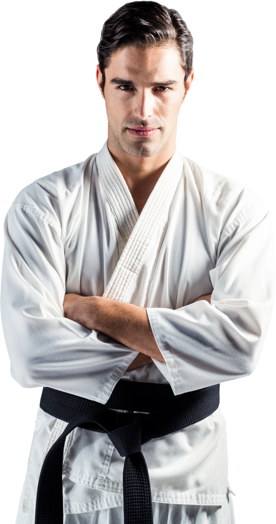 Confident Martial Artist in White Gi Arms Crossed Transparent Background - Download Free Stock Images Pikwizard.com