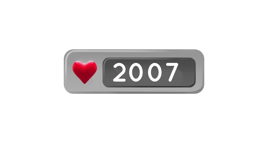 Digital Like Counter Displaying 2007 with Heart Icon