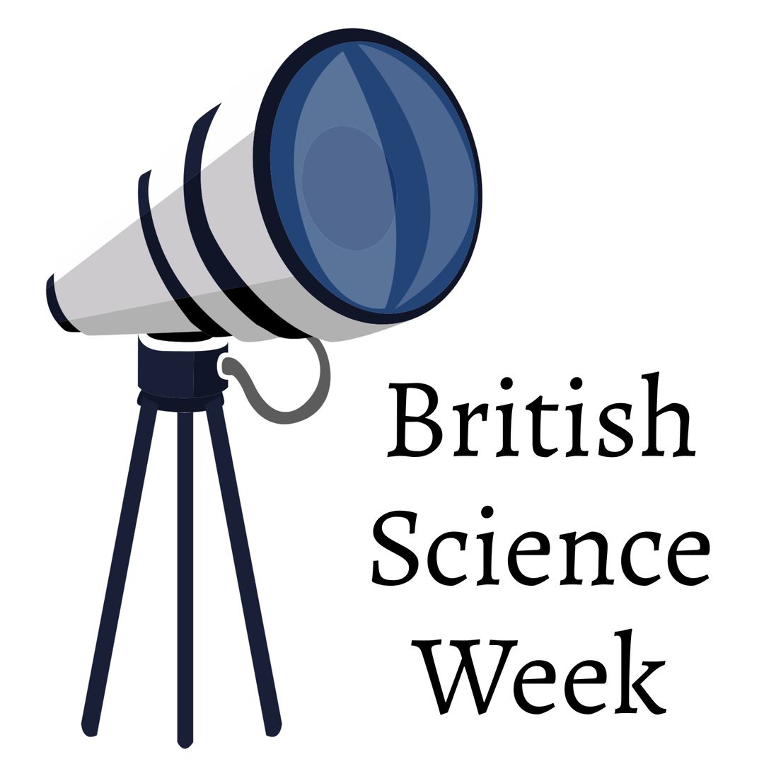 British Science Week Celebration Logo with Telescope Icon