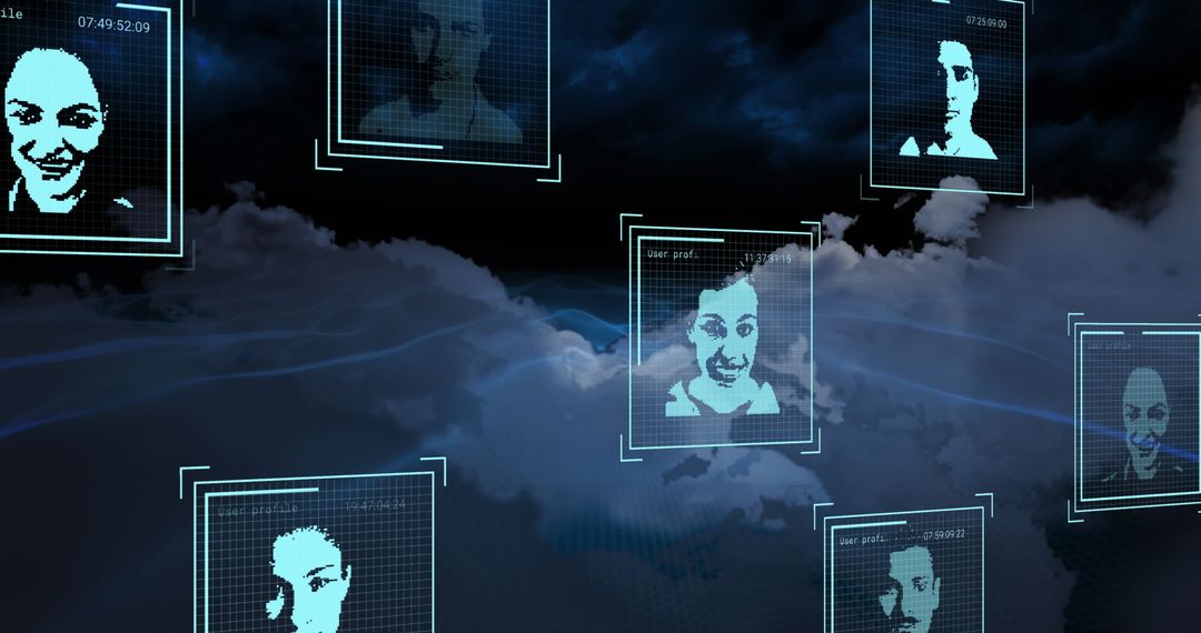 Virtual Faces and Cloud Computing for Global Data Processing - Free Images, Stock Photos and Pictures on Pikwizard.com