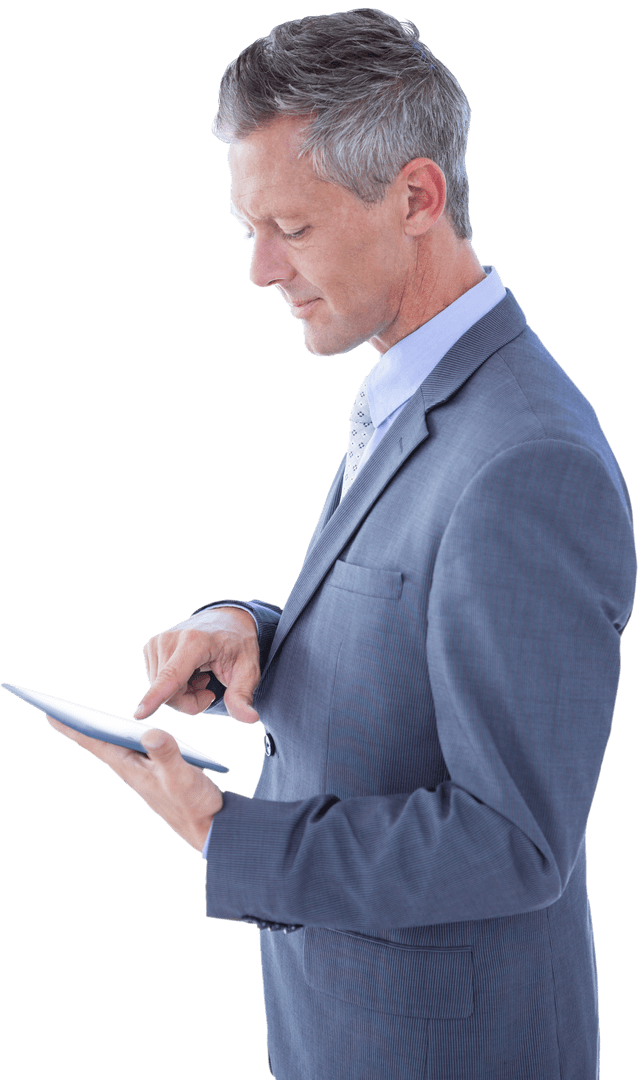 Transparent Businessman Using Tablet for Modern Connectivity