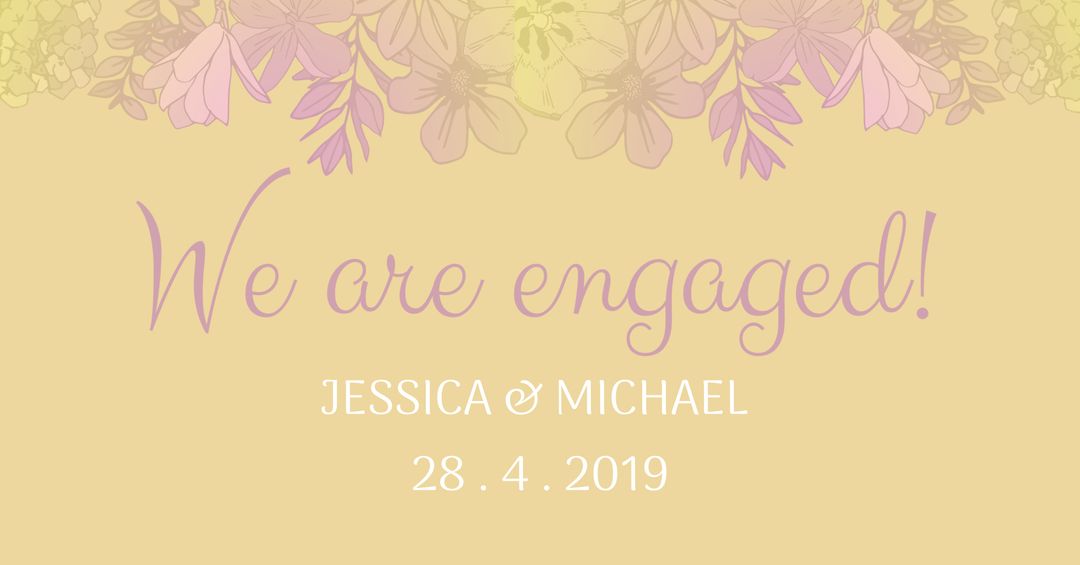 Floral Engagement Announcement with Pastel Flowers and Calligraphic Text - Download Free Stock Templates Pikwizard.com