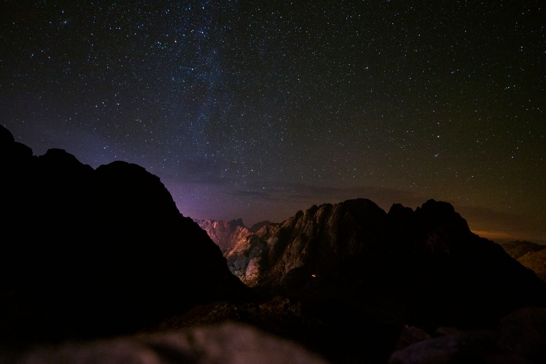 Starry Night Sky Over Mountain Range - Free Images, Stock Photos and Pictures on Pikwizard.com