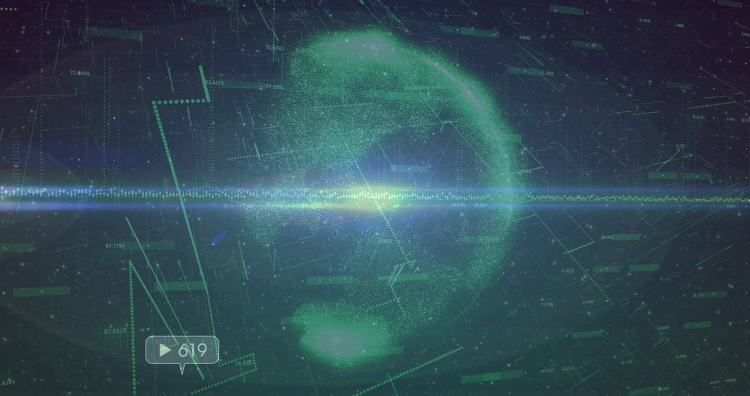 Futuristic Holographic Data Visualization with Waveform and Numeric Markers