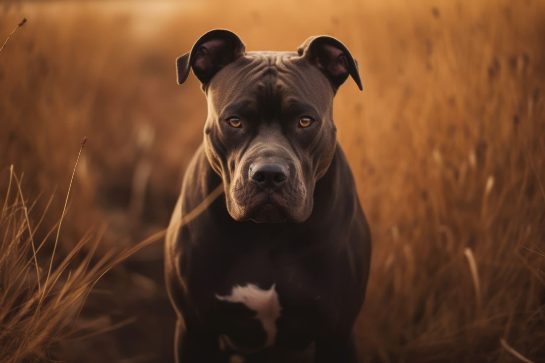 Portrait of black and brown pitbull in field, created using generative ai technology - Free Images, Stock Photos and Pictures on Pikwizard.com