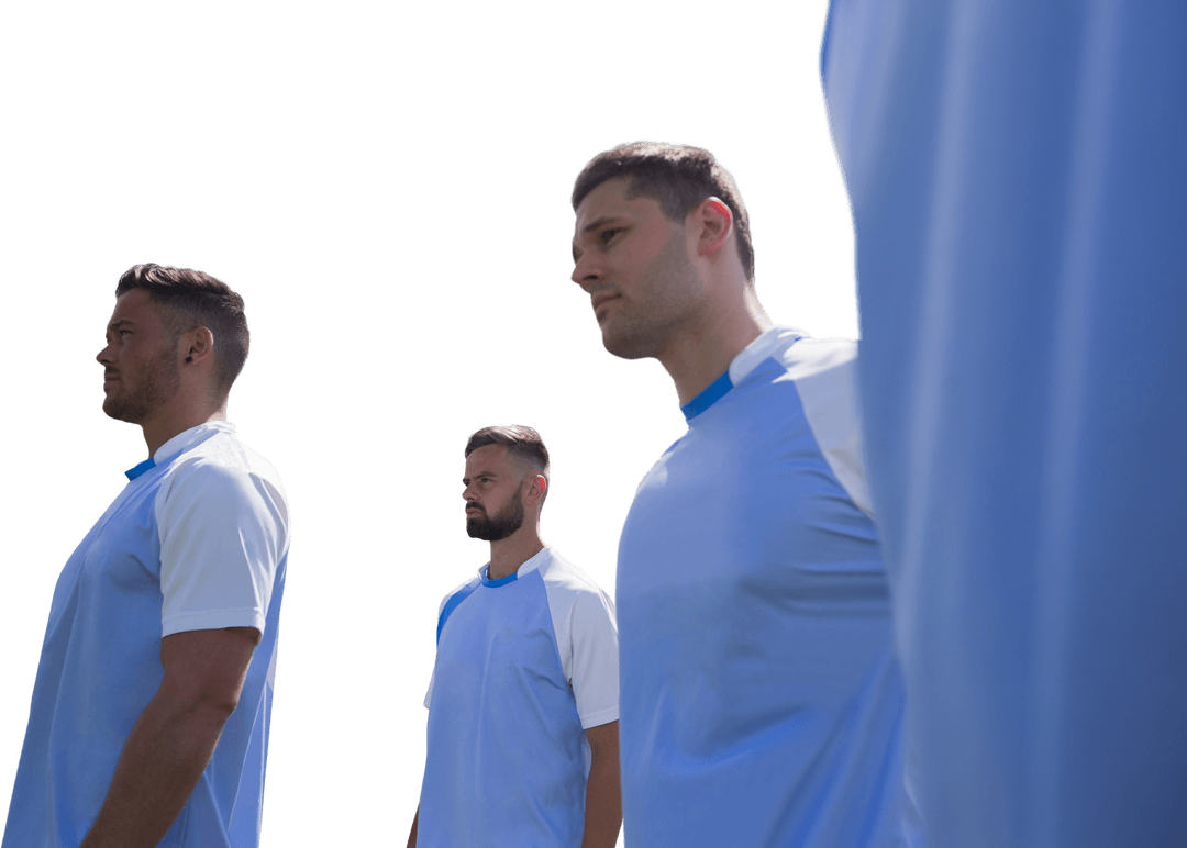 Diverse Male Rugby Players with Transparent Background