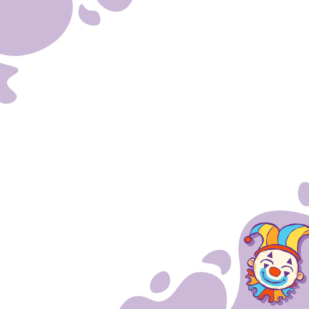 Vibrant Cartoon Clown Head with Jester Hat on Transparent Background