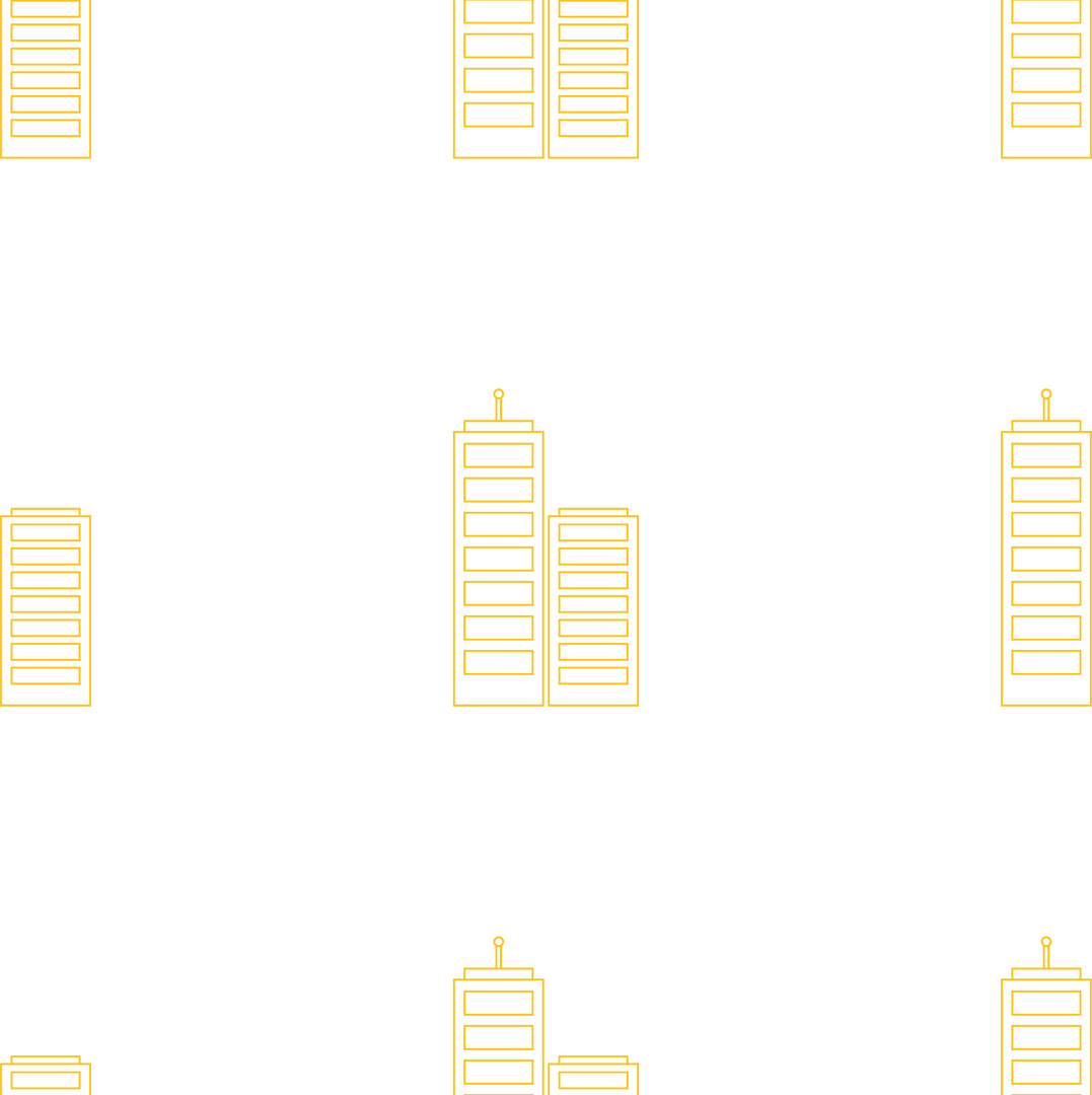 Yellow Building Icons Pattern on Transparent Background Illustration