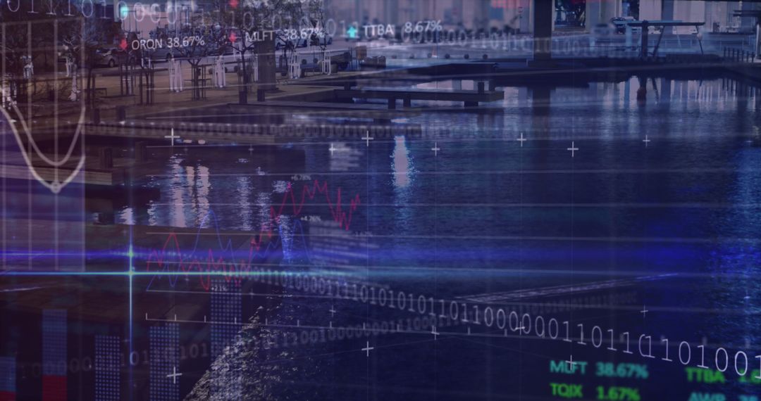 Futuristic Financial Data and Cityscape