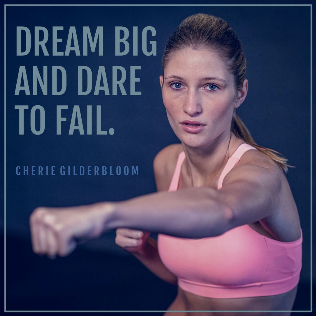 Determined Female Athlete in Action with Motivational Quote - Download Free Stock Templates Pikwizard.com