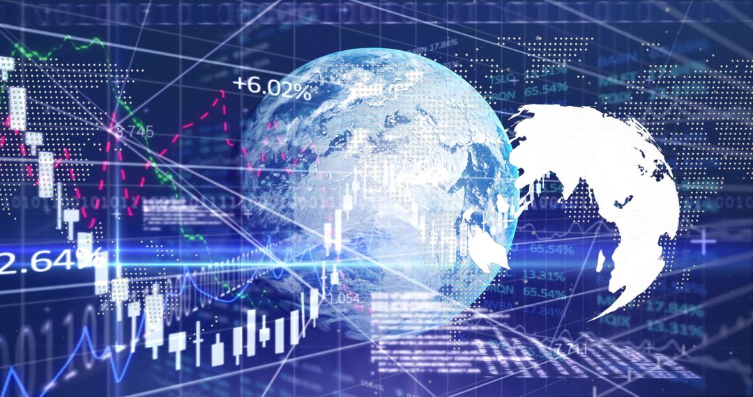 Digital Earth Globe with Global Financial Data Visualization