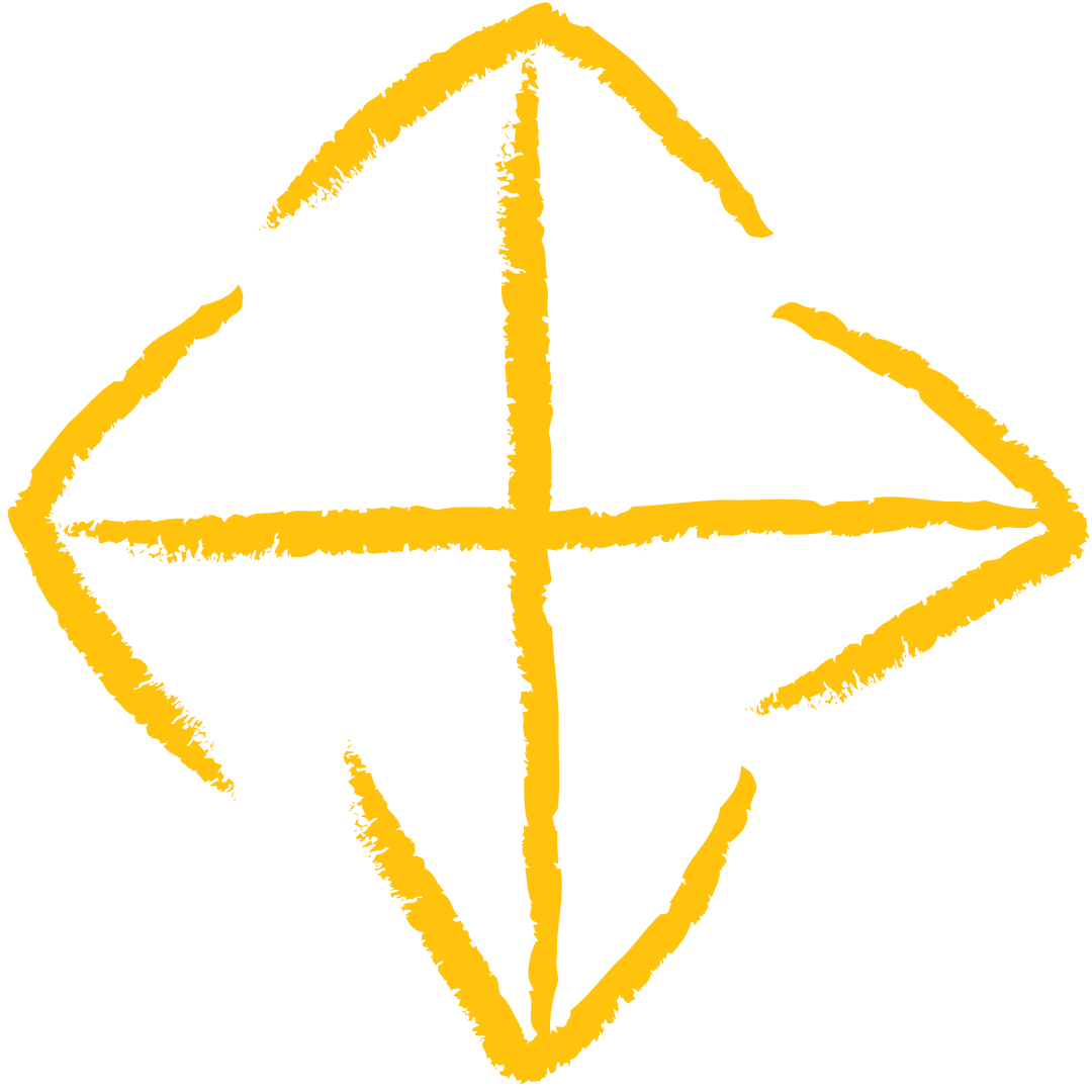 Yellow Direction Arrows on Transparent Background with Crossed Points