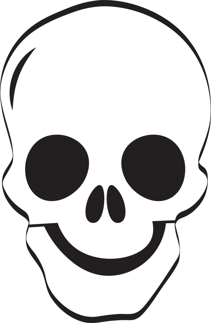 Transparent Smiling Human Skull Illustration on Clear Background