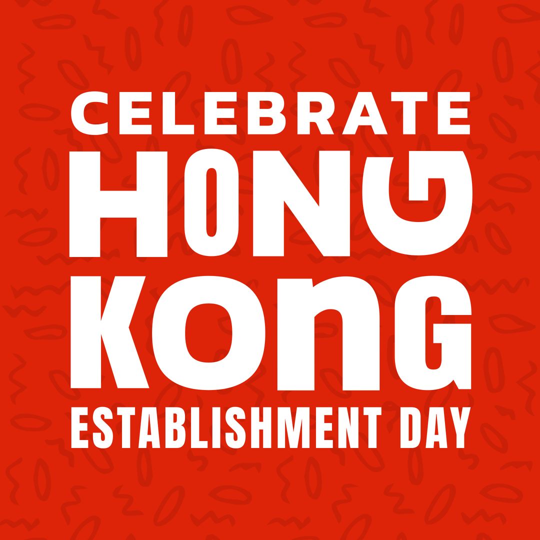 Celebrate Hong Kong Establishment Day Graphic on Red Background - Download Free Stock Templates Pikwizard.com