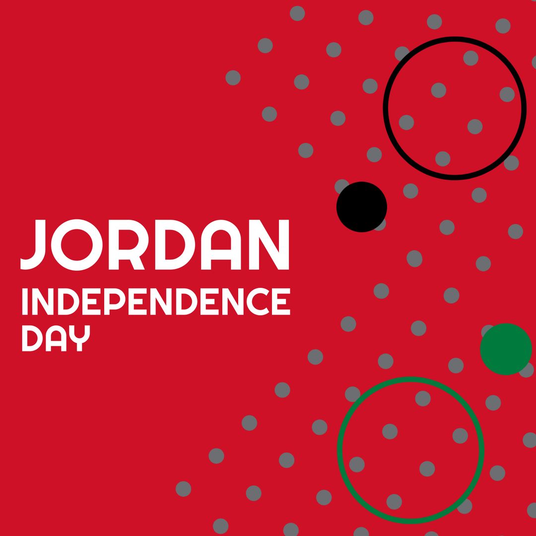 Jordan Independence Day Poster with Decorative Designs on Red Background - Download Free Stock Templates Pikwizard.com