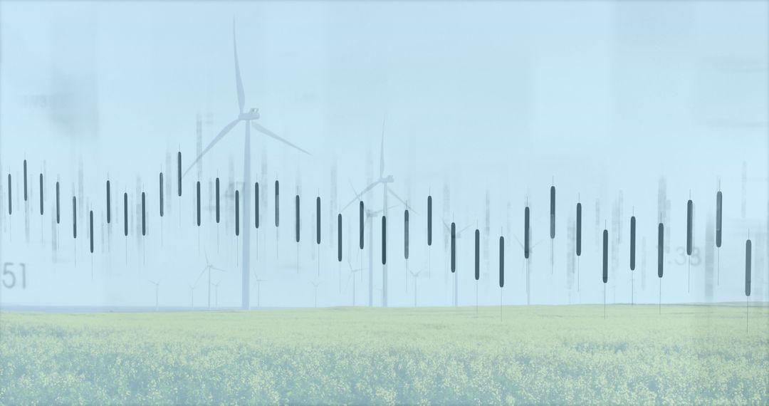 Wind Turbines and Financial Data Analysis Concept