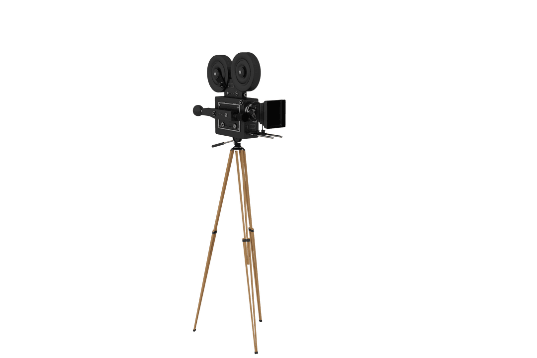 Classic Transparent Film Camera on Tripod Isolated