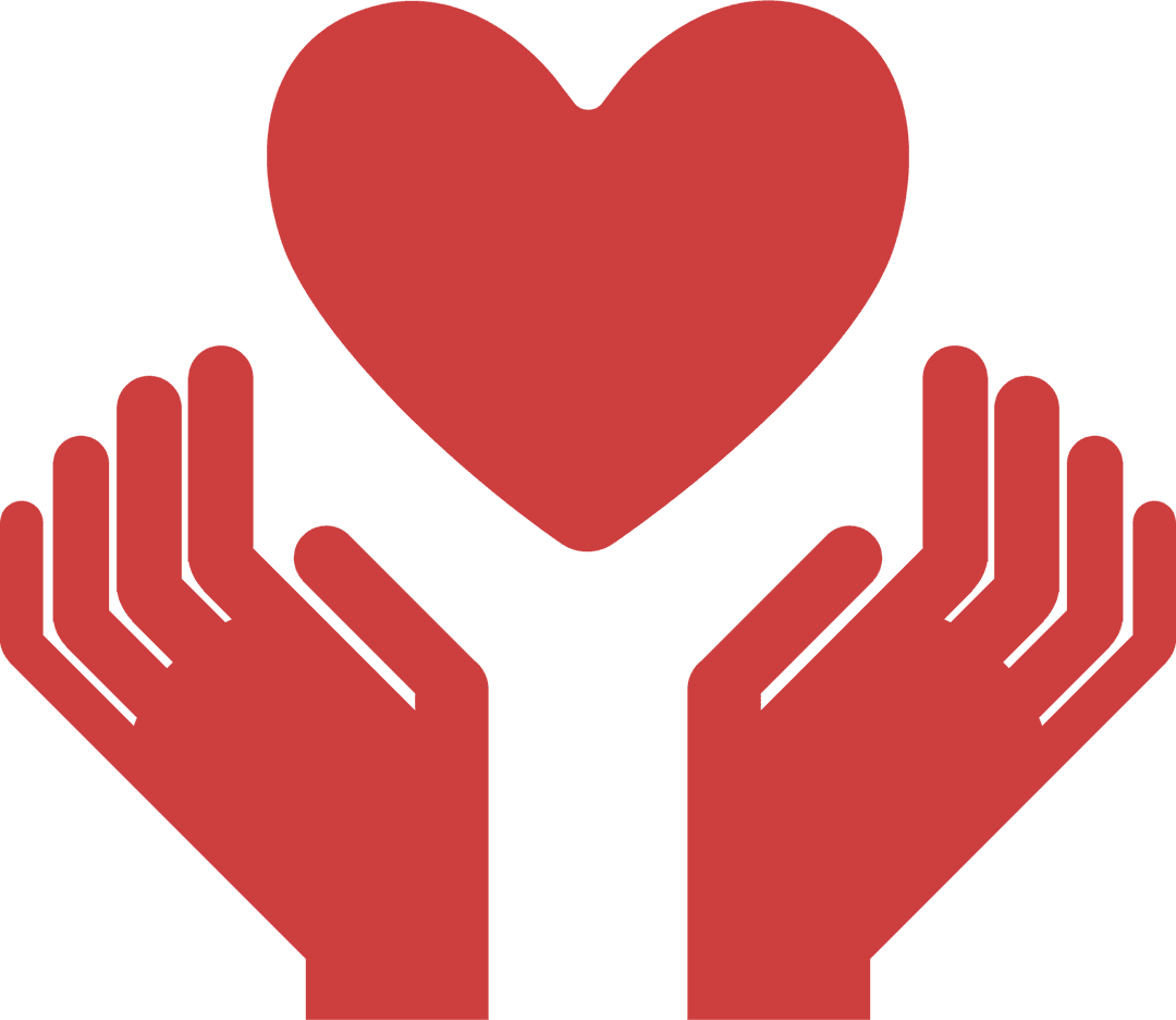 Heart and Hands Icon on Transparent Background