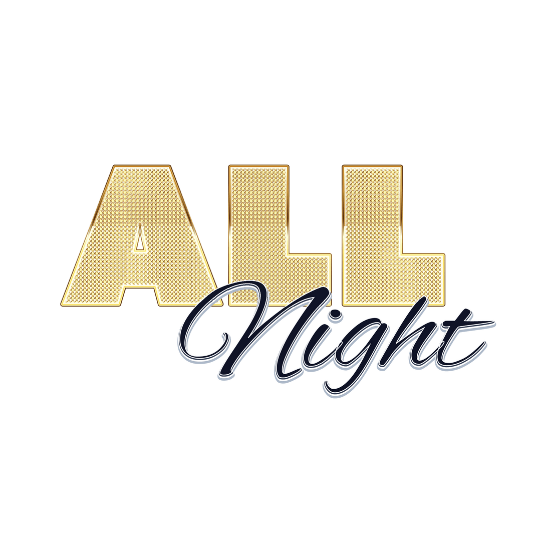 All Night Text in Stylish Font on Transparent Background