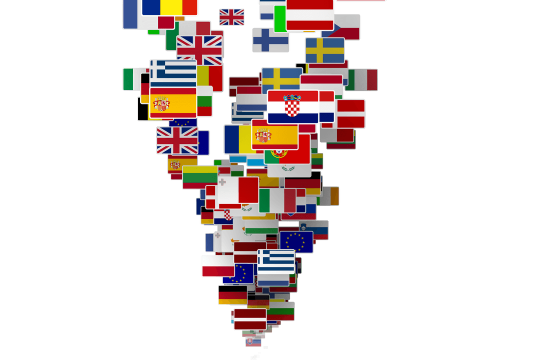 Fluttering Nations: Global Flags on Transparent Background